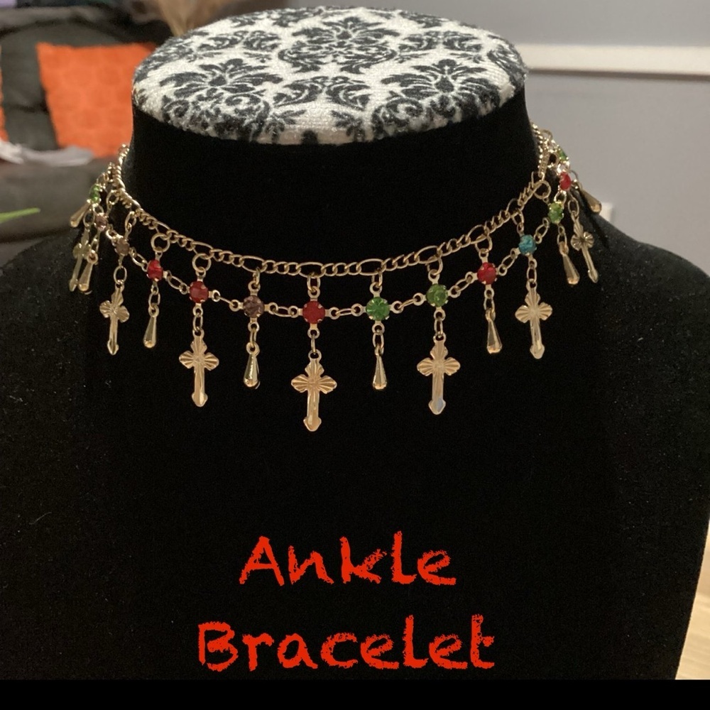 Dangling Crosses Ankle Bracelet